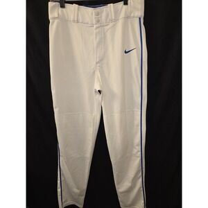 Nike Dri-Fit  Baseball‎ Long Pants White w/ Blue Trim Swoosh Size Small